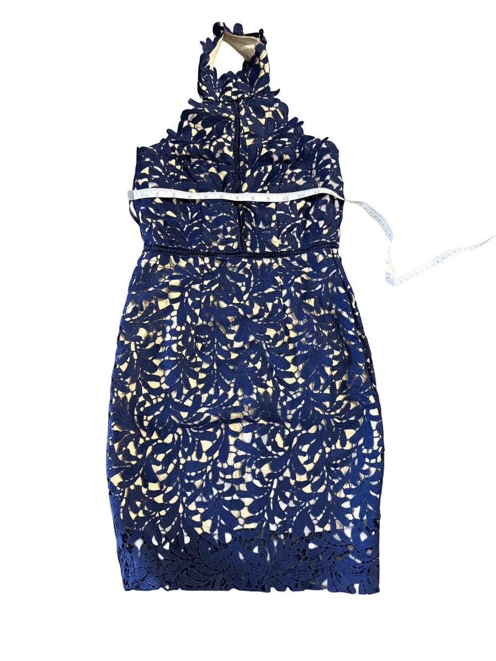 Lulu's Navy Floral Lace One-Shoulder Sheath Dress